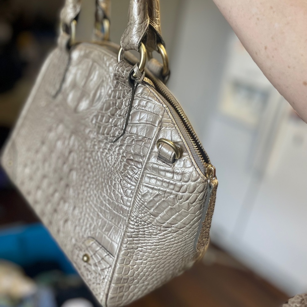 Brahmin Silver Crocodile-Embossed Medium Asher Tote - Picture 3 of 13